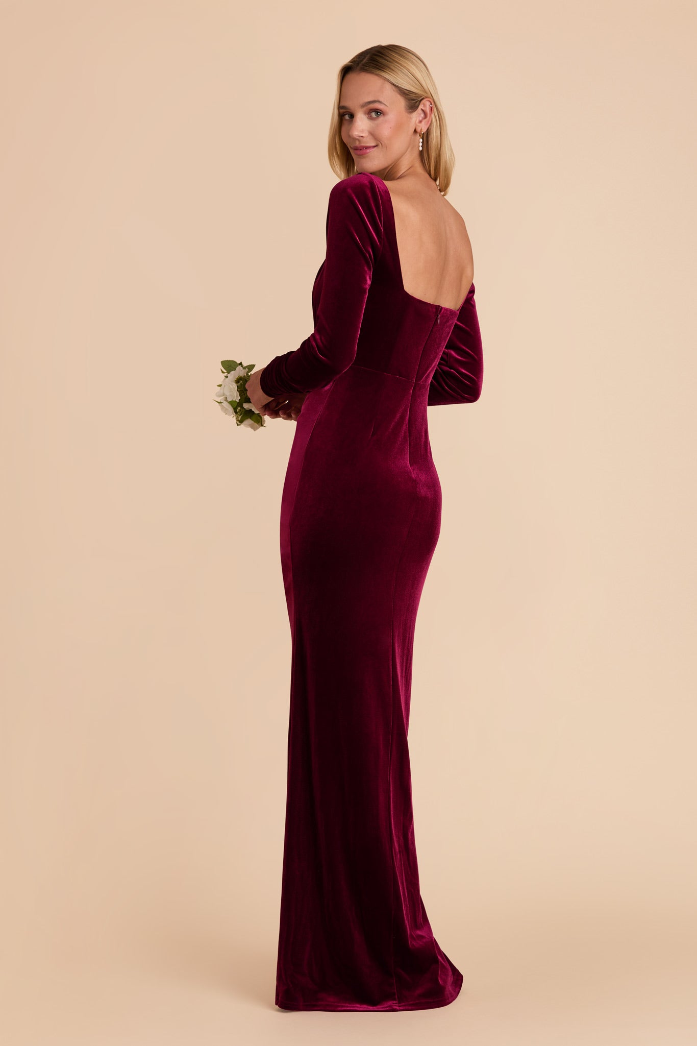 Ivy Cabernet Velvet Long Sleeve Dress Birdy Grey