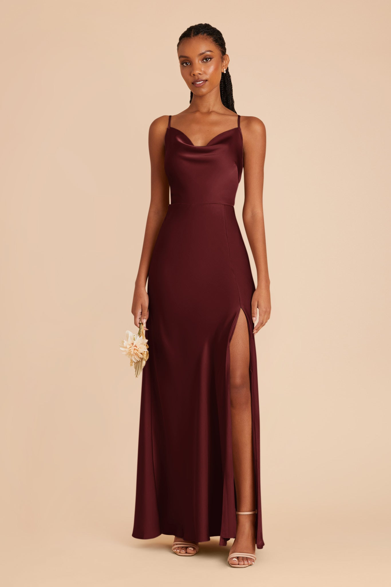 Cabernet Lisa Long Matte Satin Dress by Birdy Grey