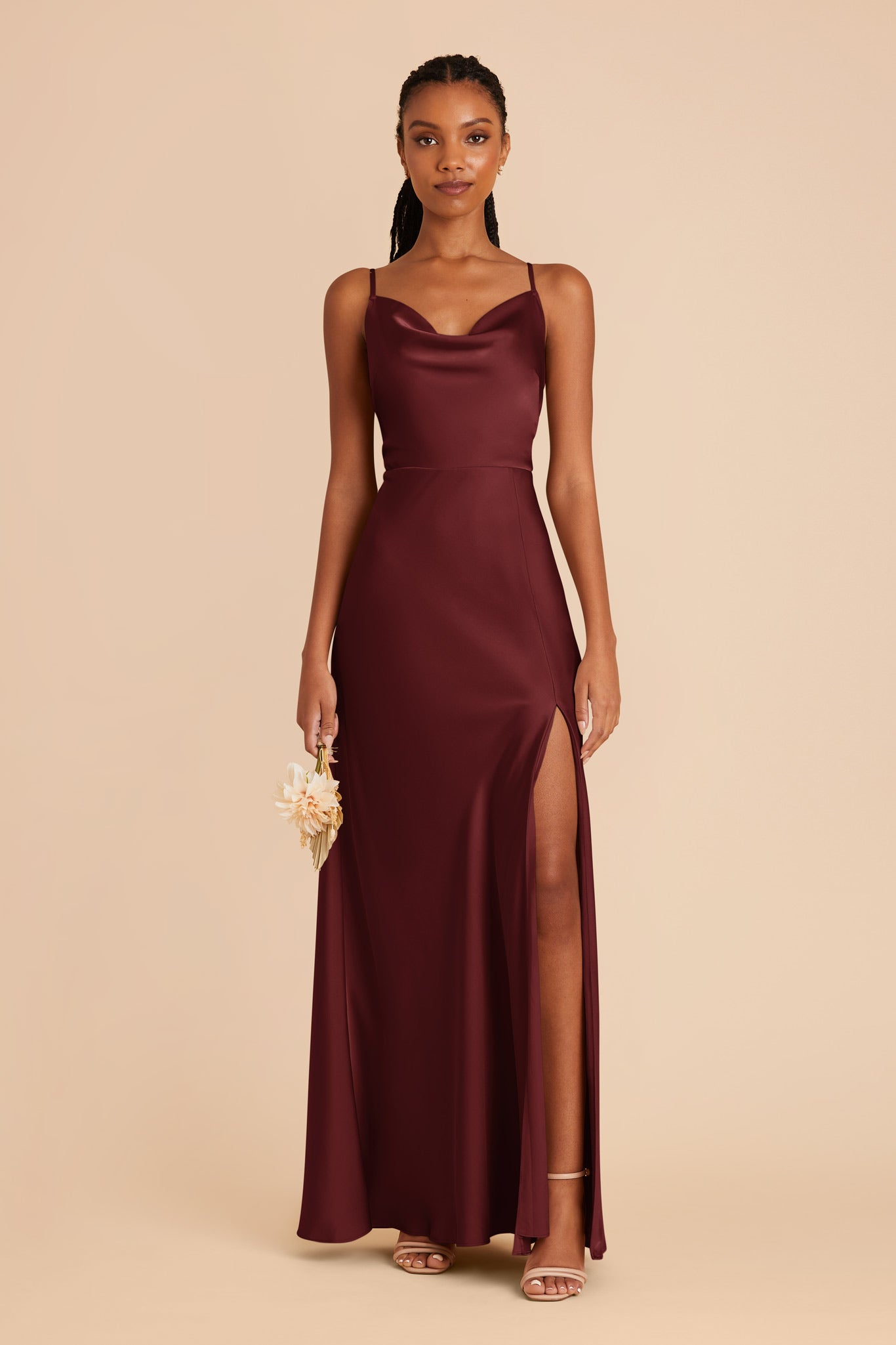 Cabernet Lisa Long Matte Satin Dress by Birdy Grey