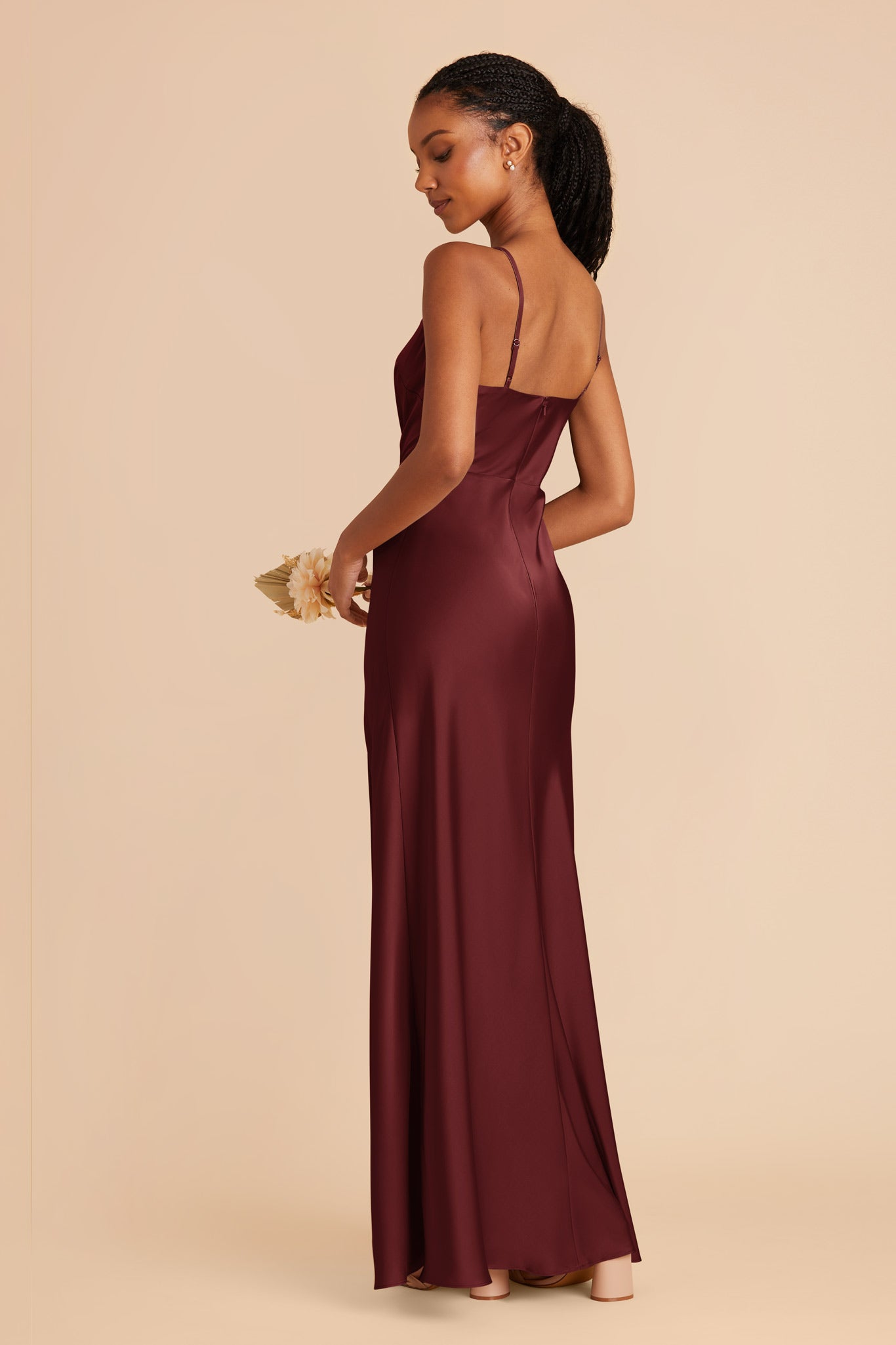 Cabernet Lisa Long Matte Satin Dress by Birdy Grey