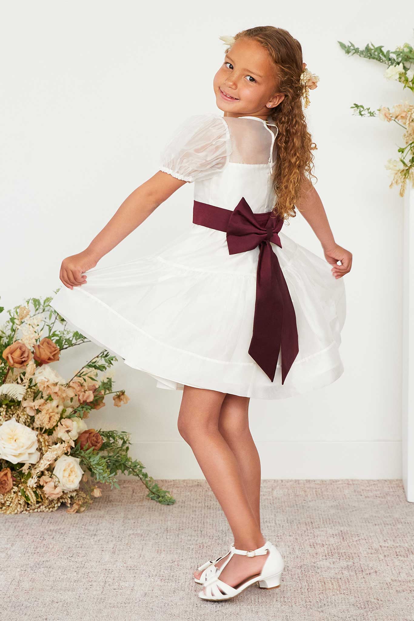 Cabernet Liz Flower Girl Sash by Birdy Grey