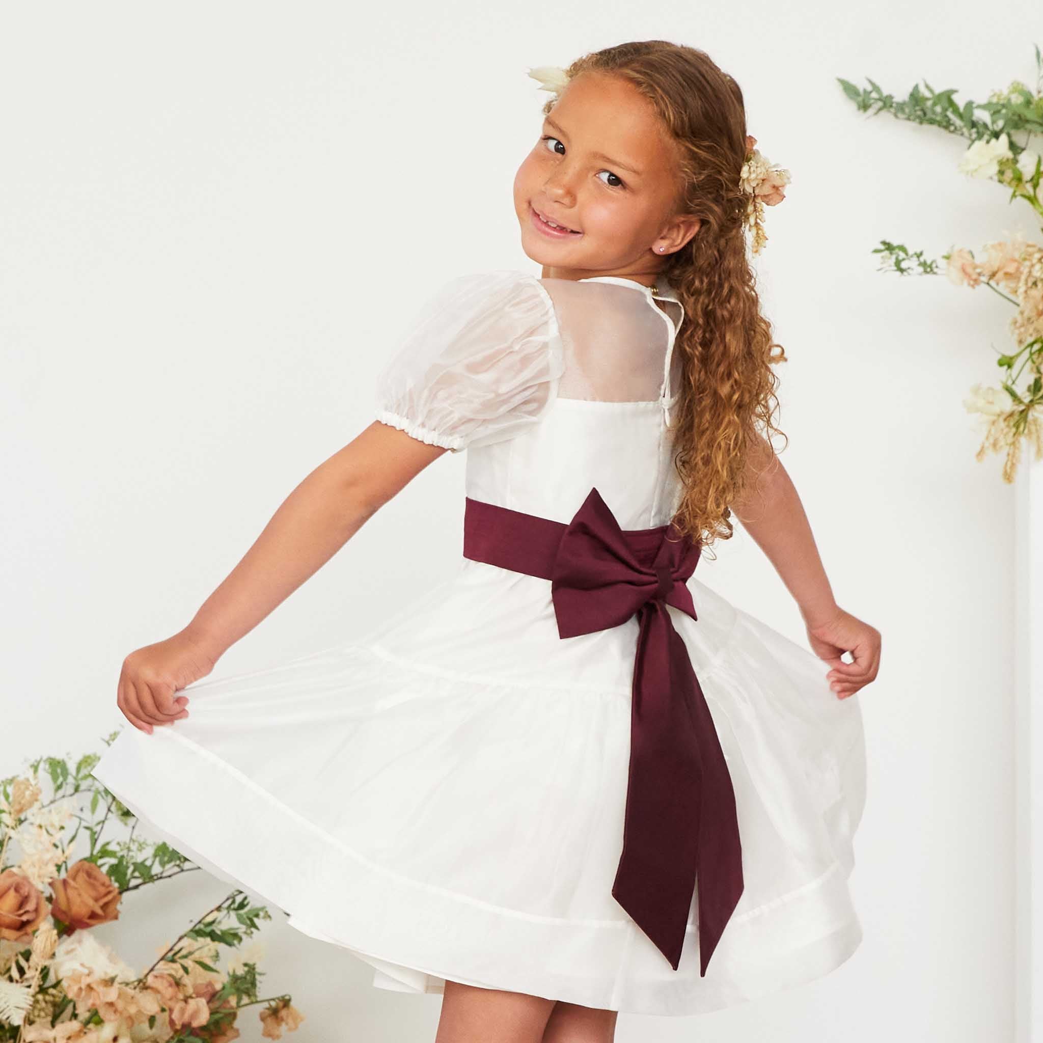 Burgundy flower hot sale girl sash