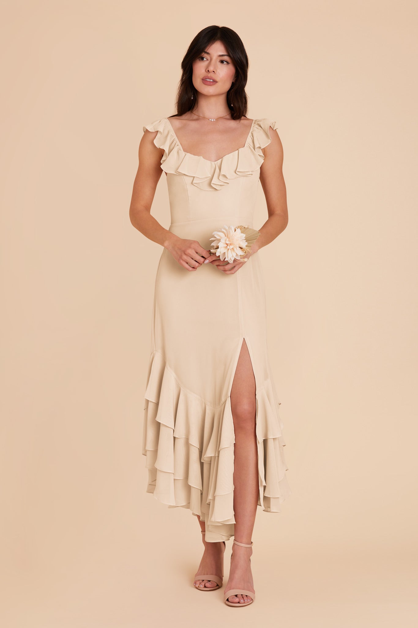 Champagne Ginny Chiffon Dress by Birdy Grey