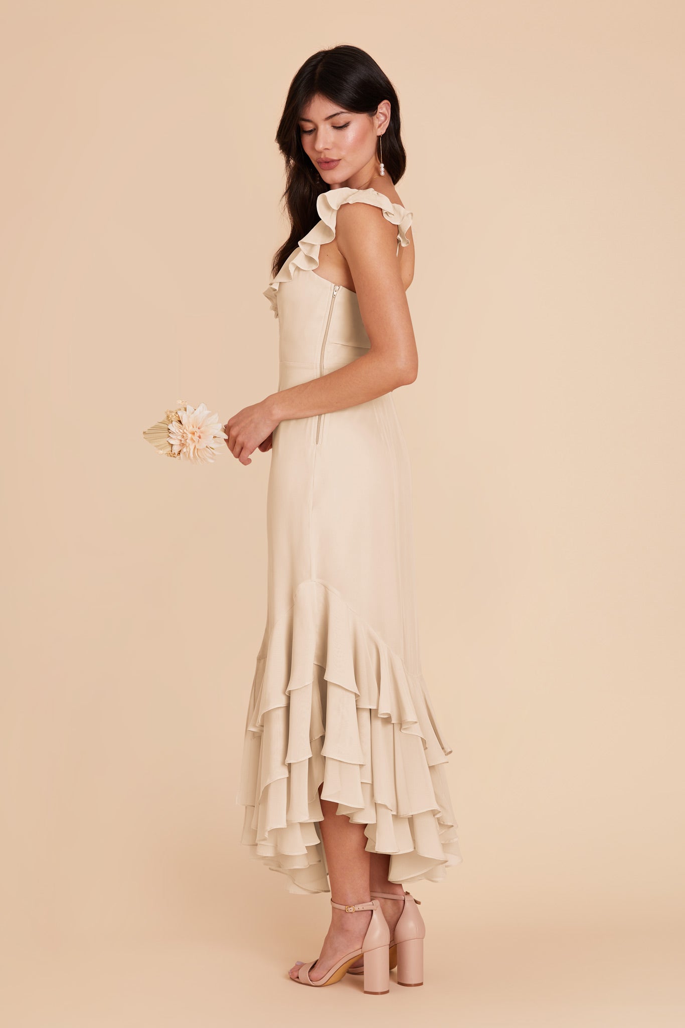 Champagne Ginny Chiffon Dress by Birdy Grey