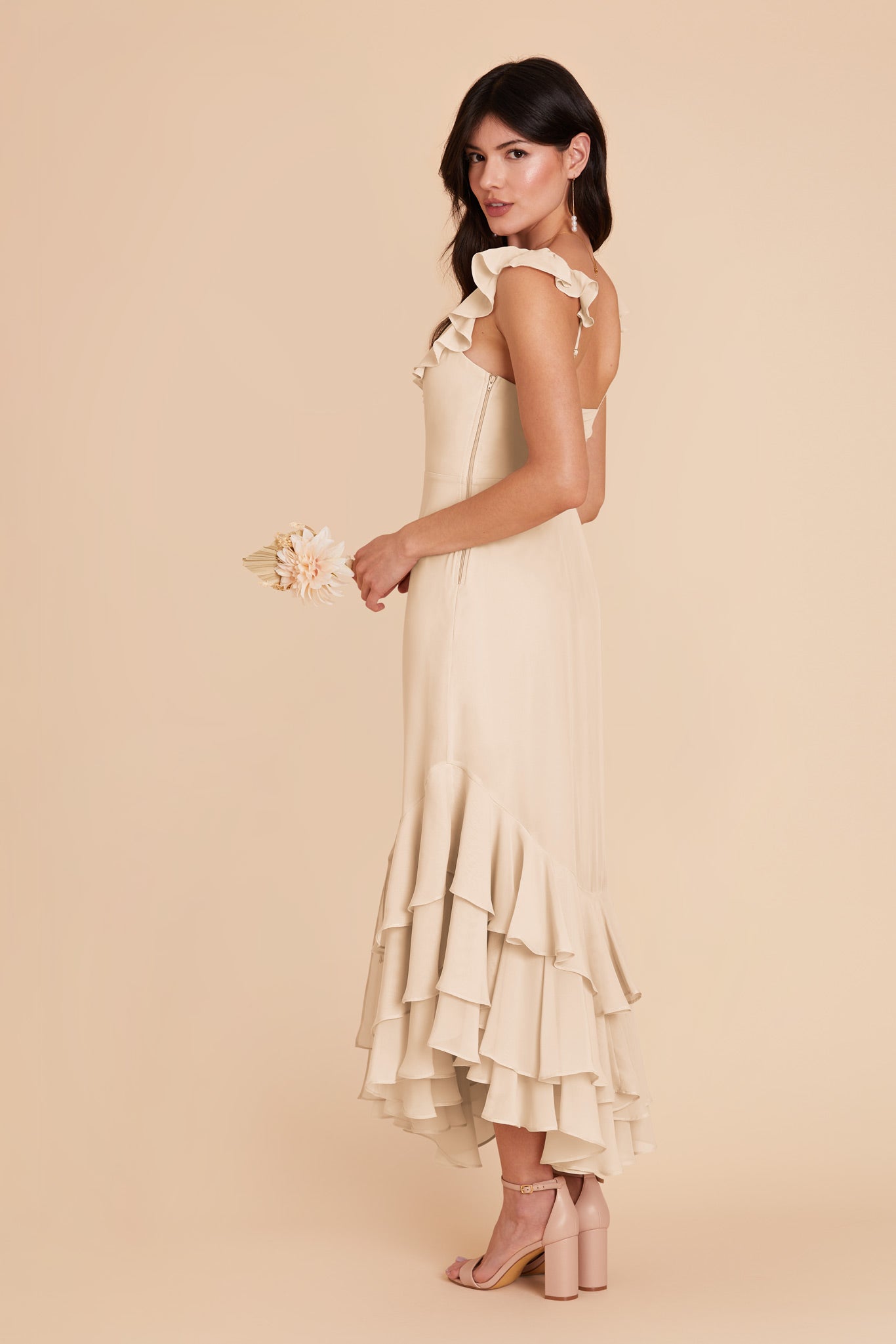 Champagne Ginny Chiffon Dress by Birdy Grey