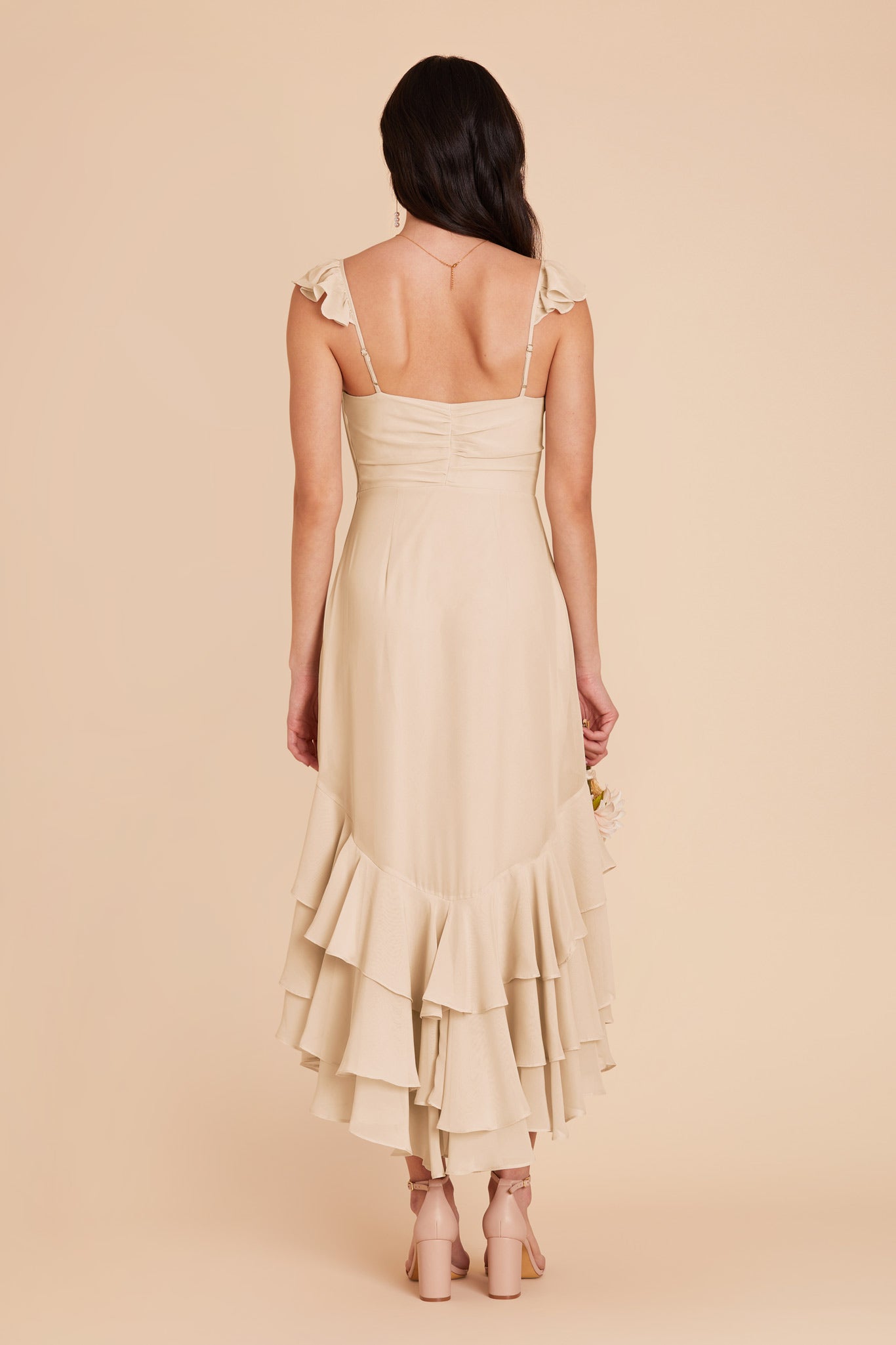 Champagne Ginny Chiffon Dress by Birdy Grey