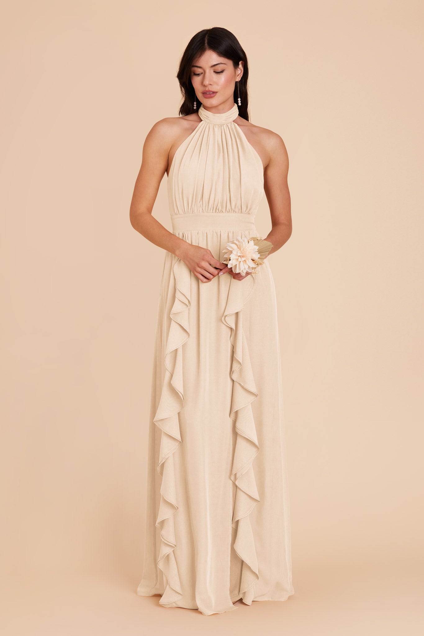 Champagne Joyce Chiffon Dress by Birdy Grey