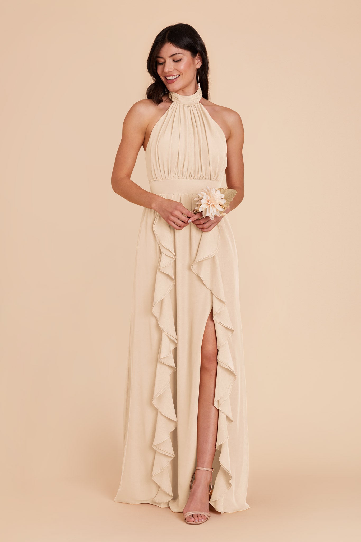 Champagne Joyce Chiffon Dress by Birdy Grey