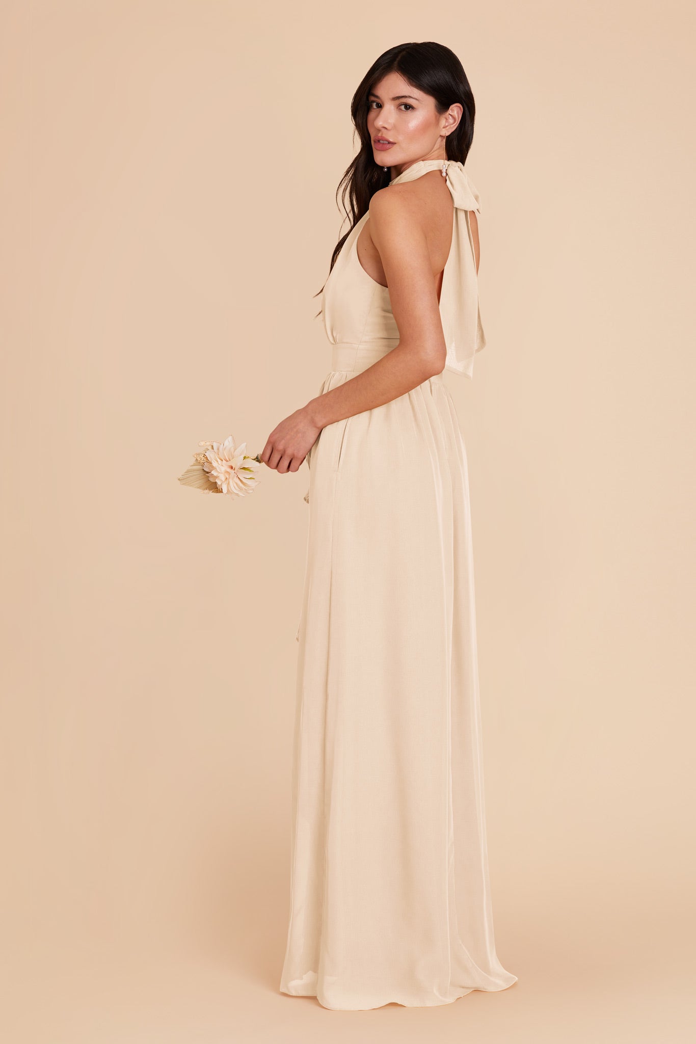 Champagne Joyce Chiffon Dress by Birdy Grey