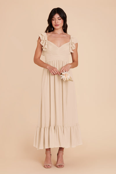 Champagne Michelle Chiffon Dress by Birdy Grey