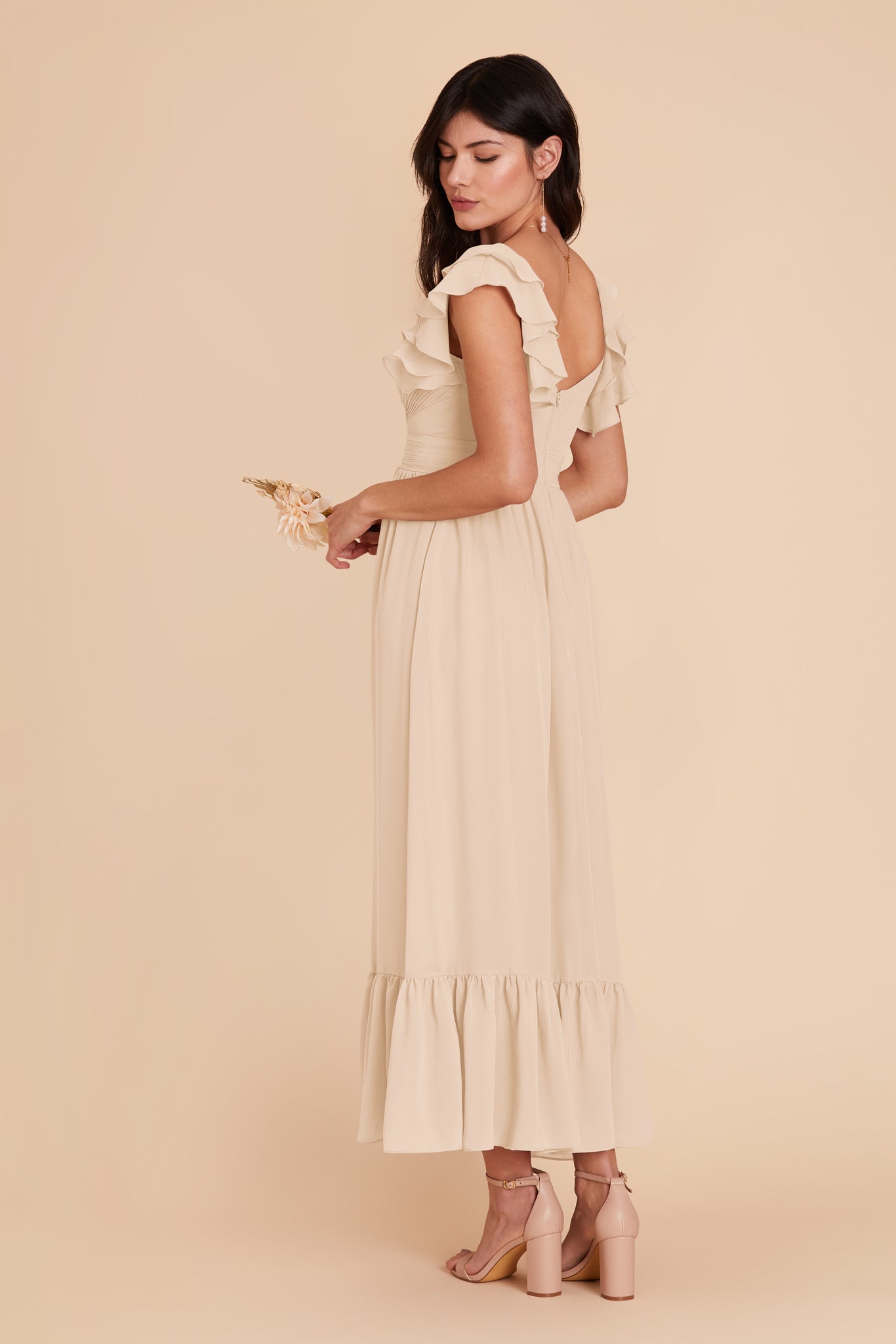 Champagne Michelle Chiffon Dress by Birdy Grey