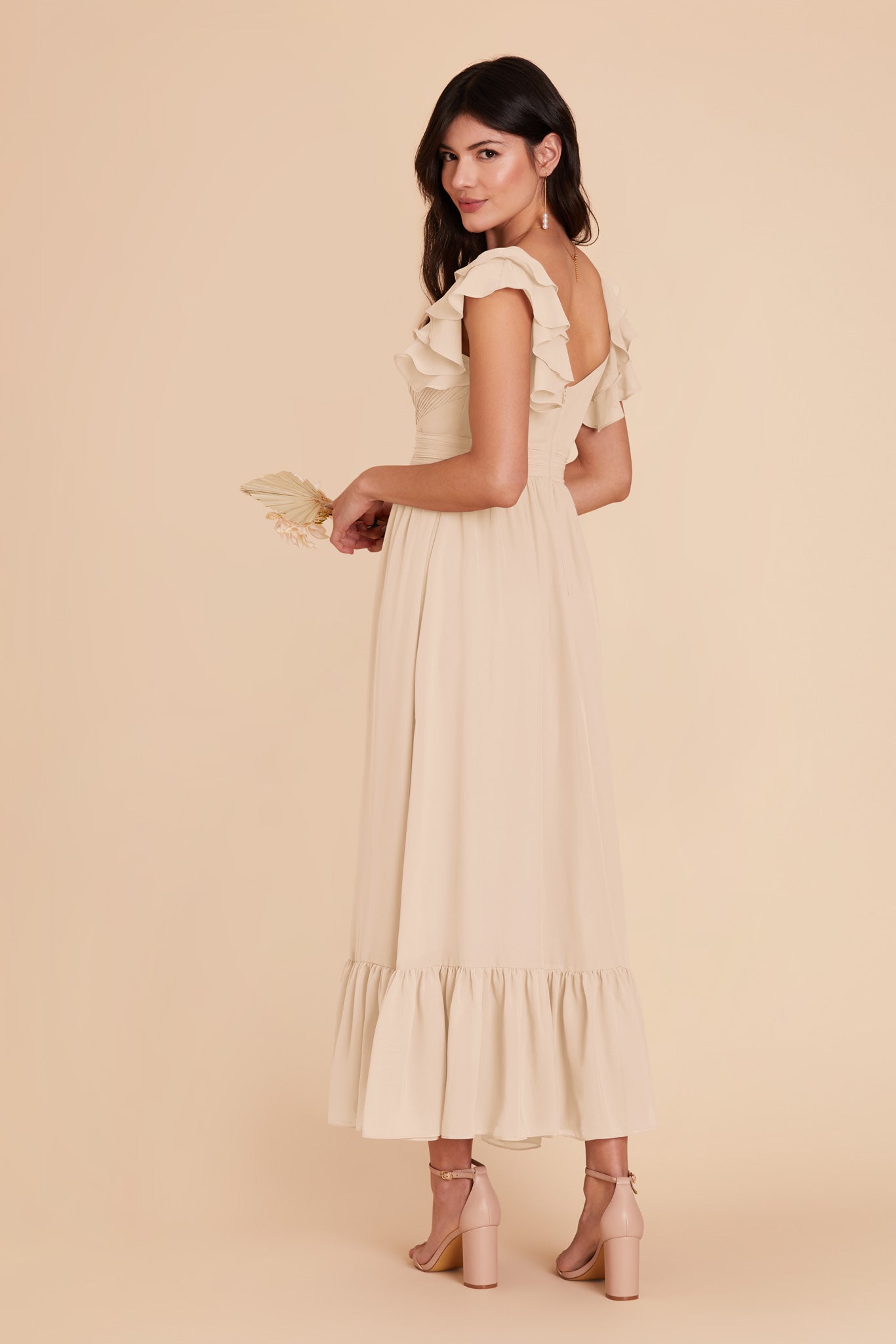 Champagne Michelle Chiffon Dress by Birdy Grey