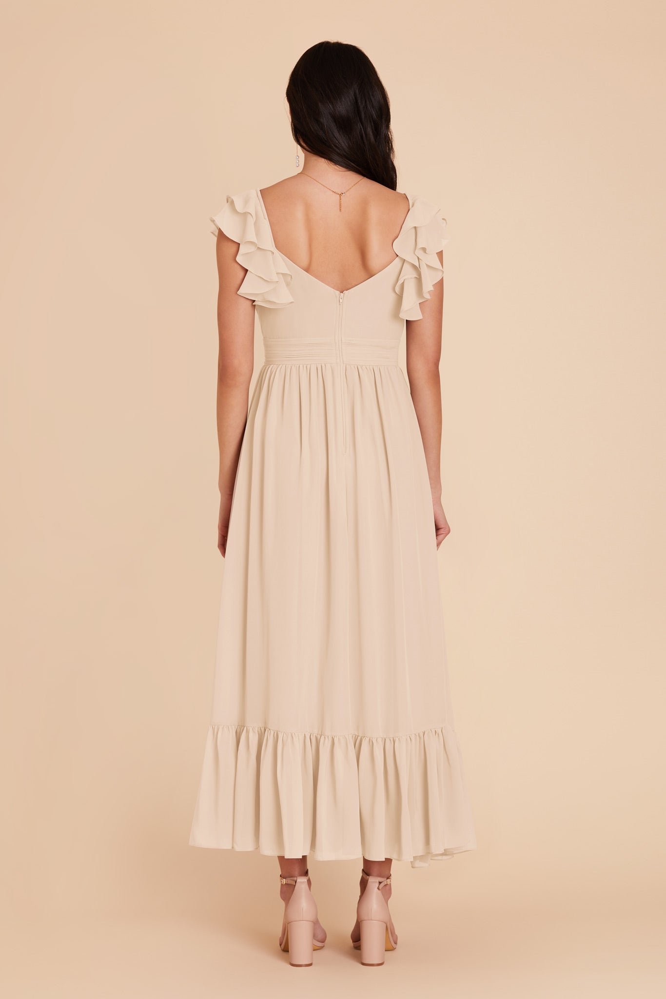 Champagne Michelle Chiffon Dress by Birdy Grey