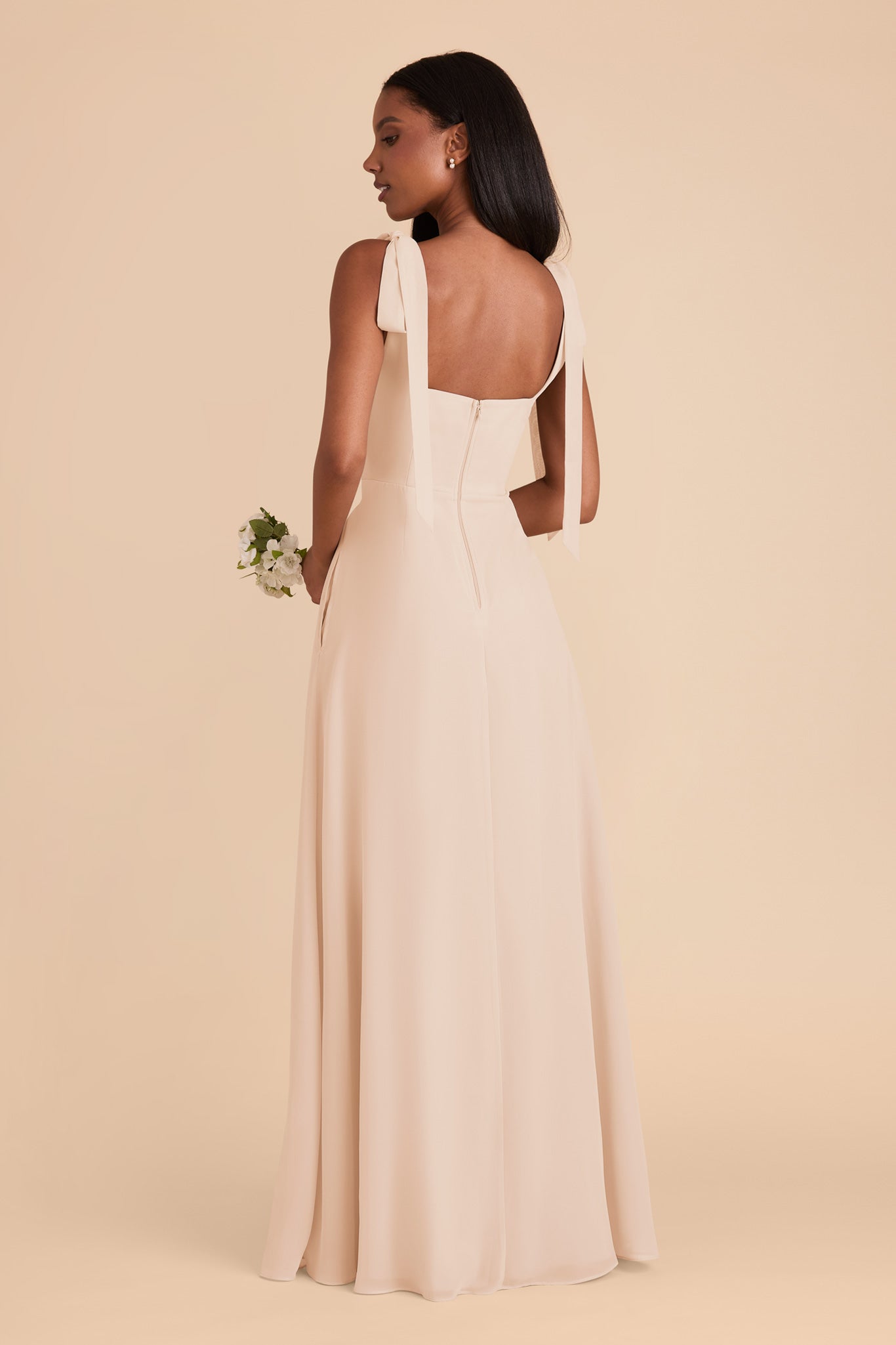 Champagne Alex Convertible Chiffon Dress by Birdy Grey