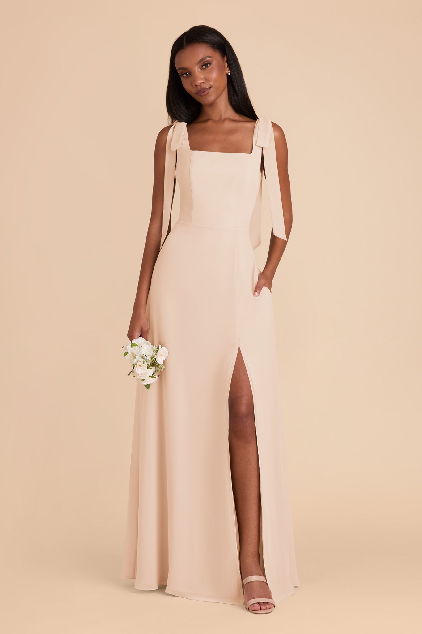 Champagne Alex Convertible Chiffon Dress by Birdy Grey