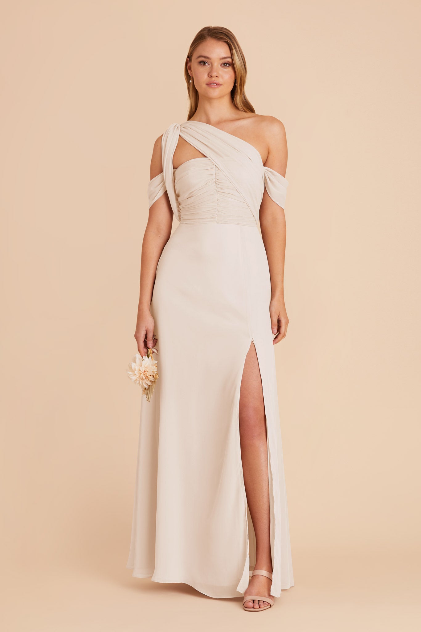 Champagne Cara Chiffon Dress by Birdy Grey