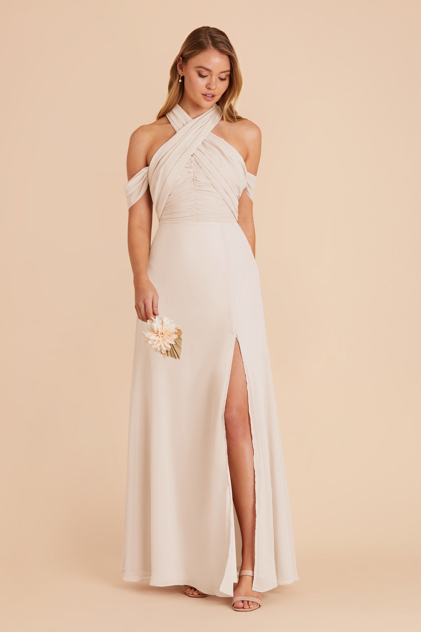 Champagne Cara Chiffon Dress by Birdy Grey