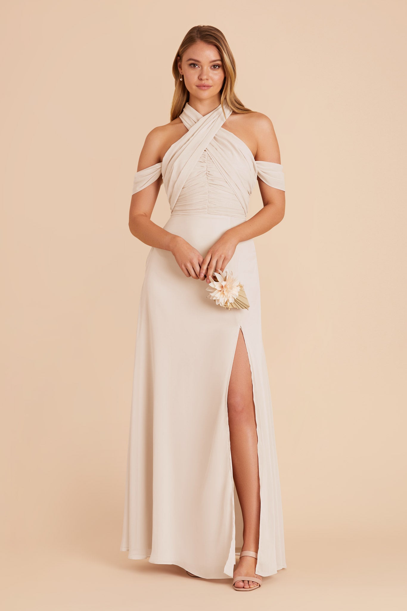 Champagne Cara Chiffon Dress by Birdy Grey