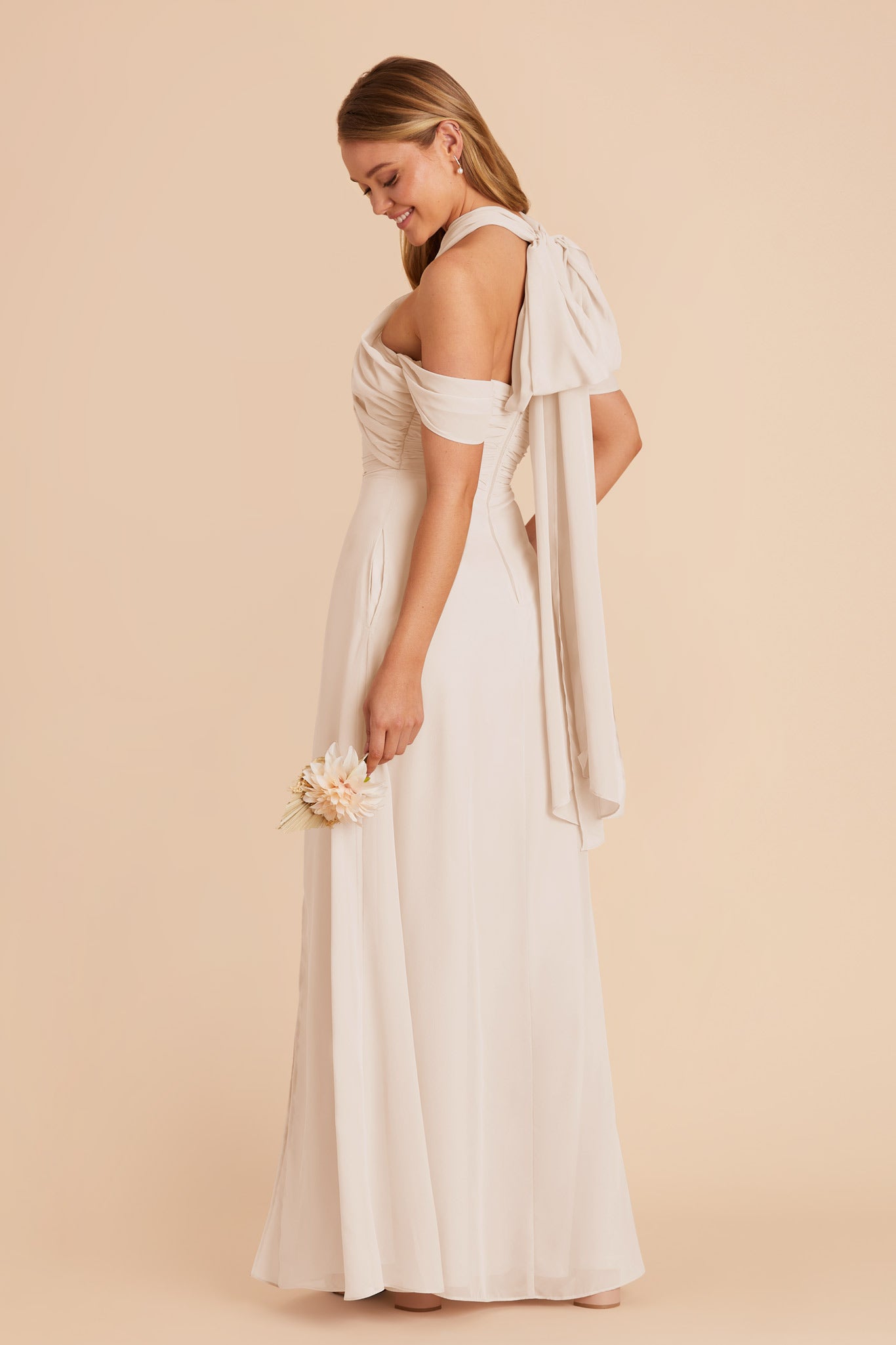 Champagne Cara Chiffon Dress by Birdy Grey