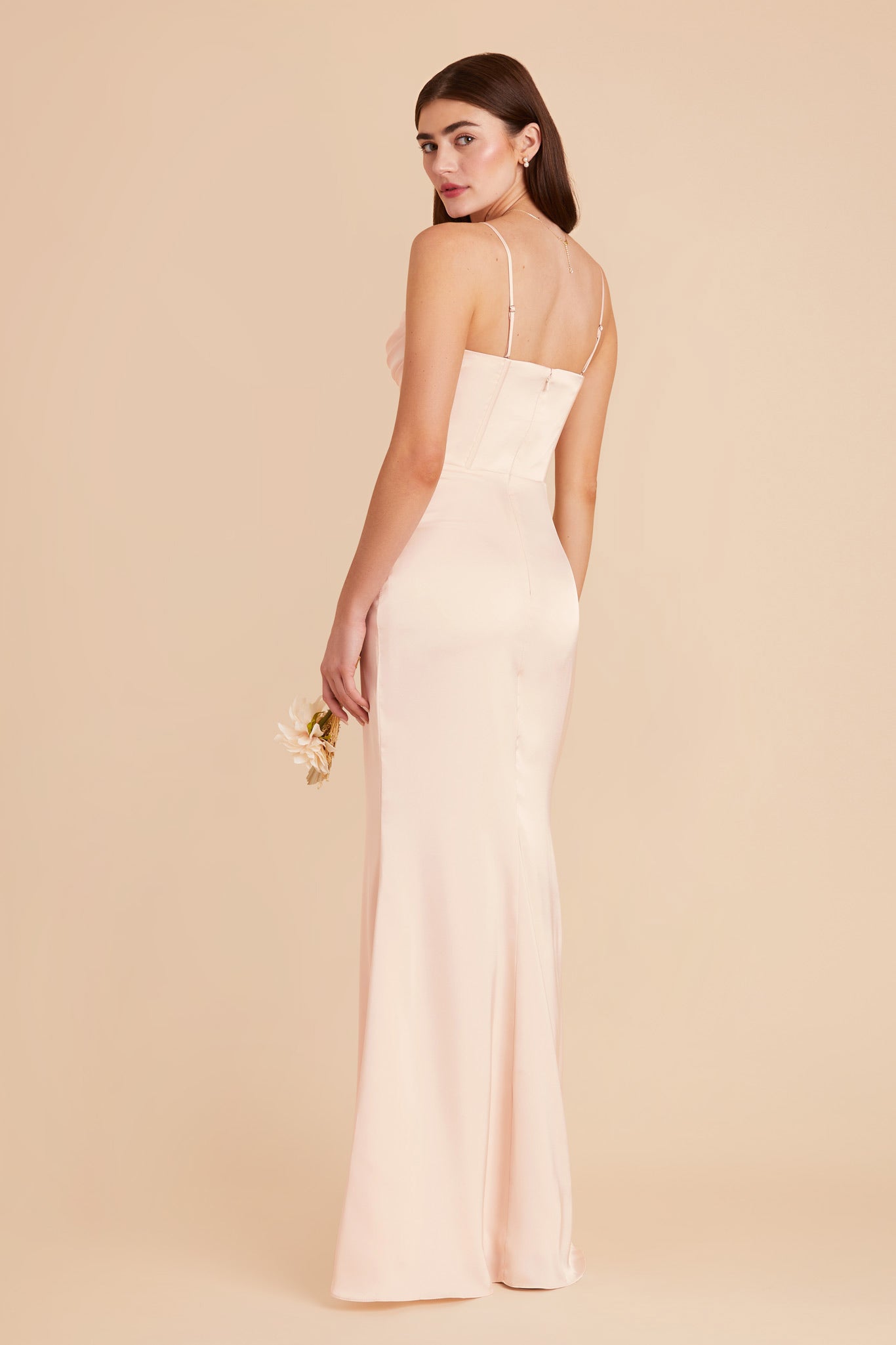 Champagne Carrie Matte Satin Dress by Birdy Grey