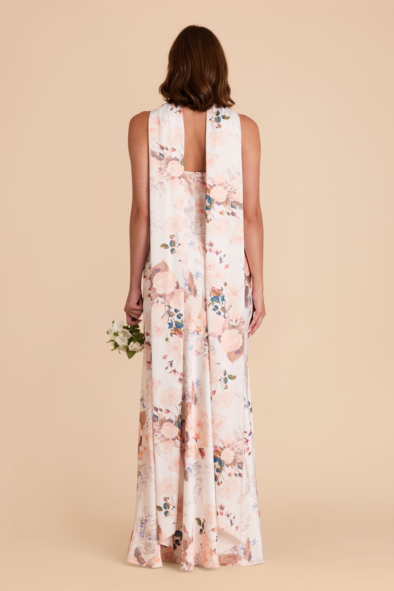 Champagne Cascadia Bouquet Eileen Matte Satin Dress by Birdy Grey