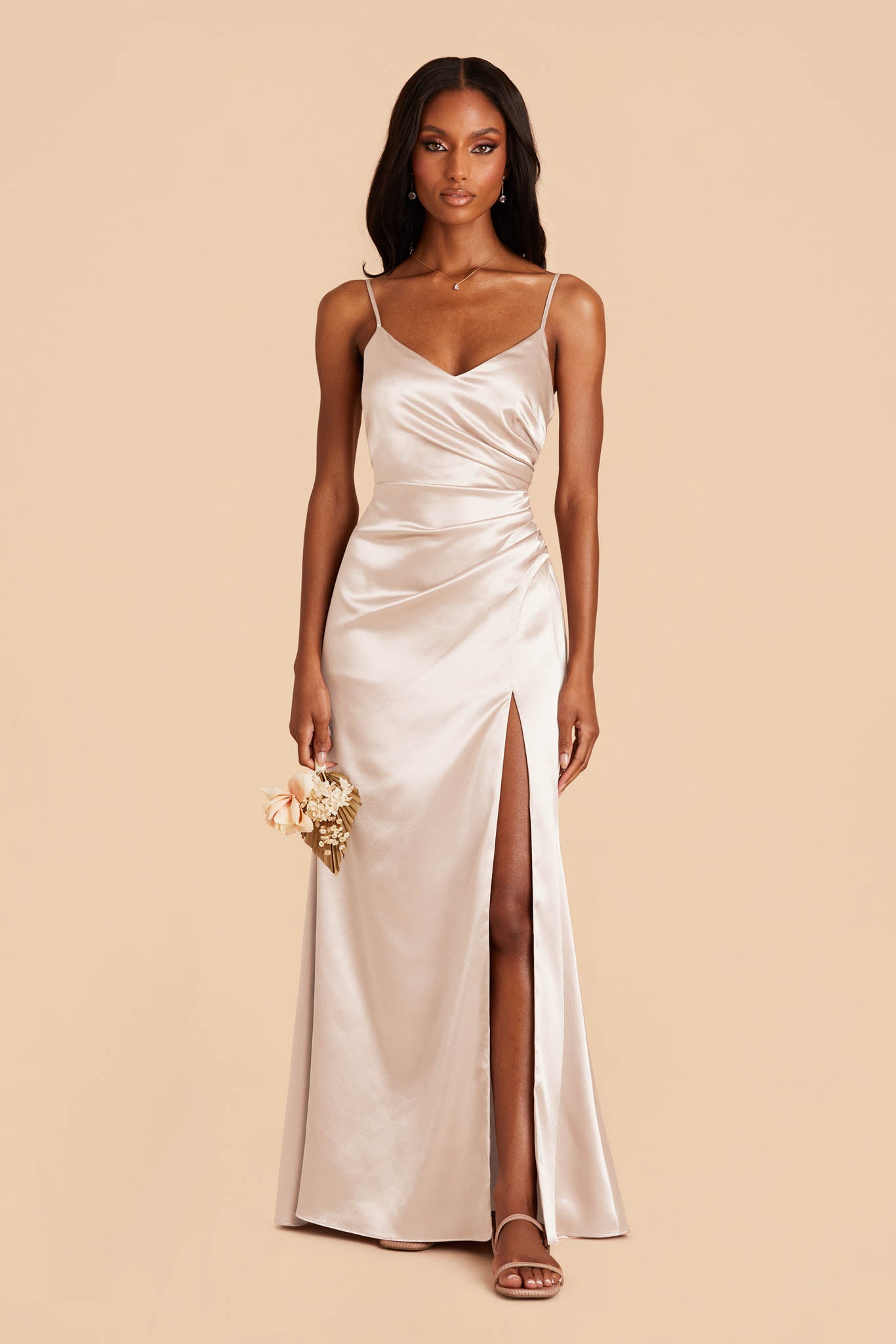 Champagne satin best sale bridesmaid dresses