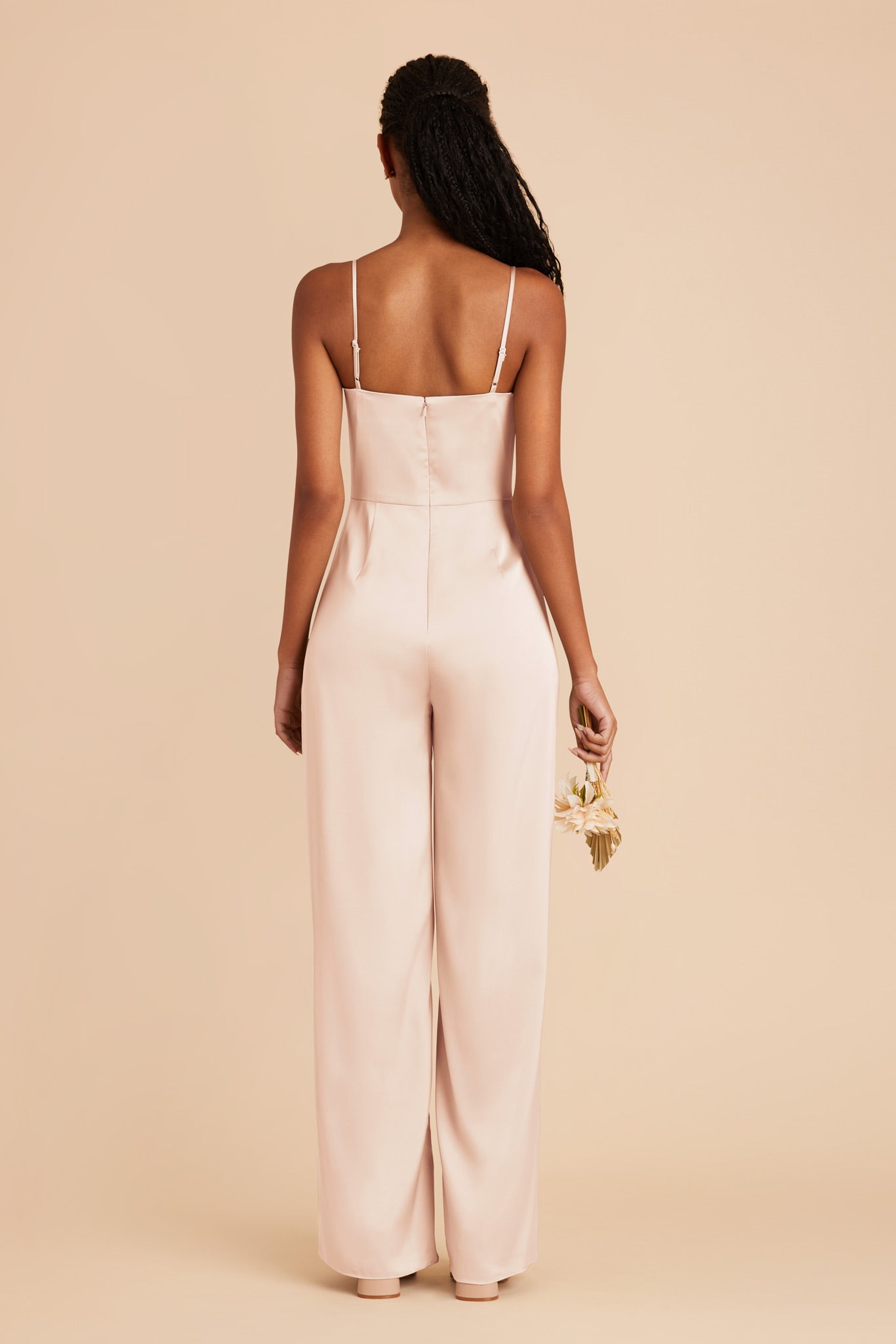 Champagne Donna Matte Satin Bridesmaid Jumpsuit by Birdy Grey