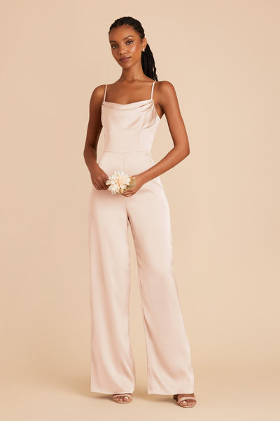 Champagne Donna Matte Satin Bridesmaid Jumpsuit by Birdy Grey