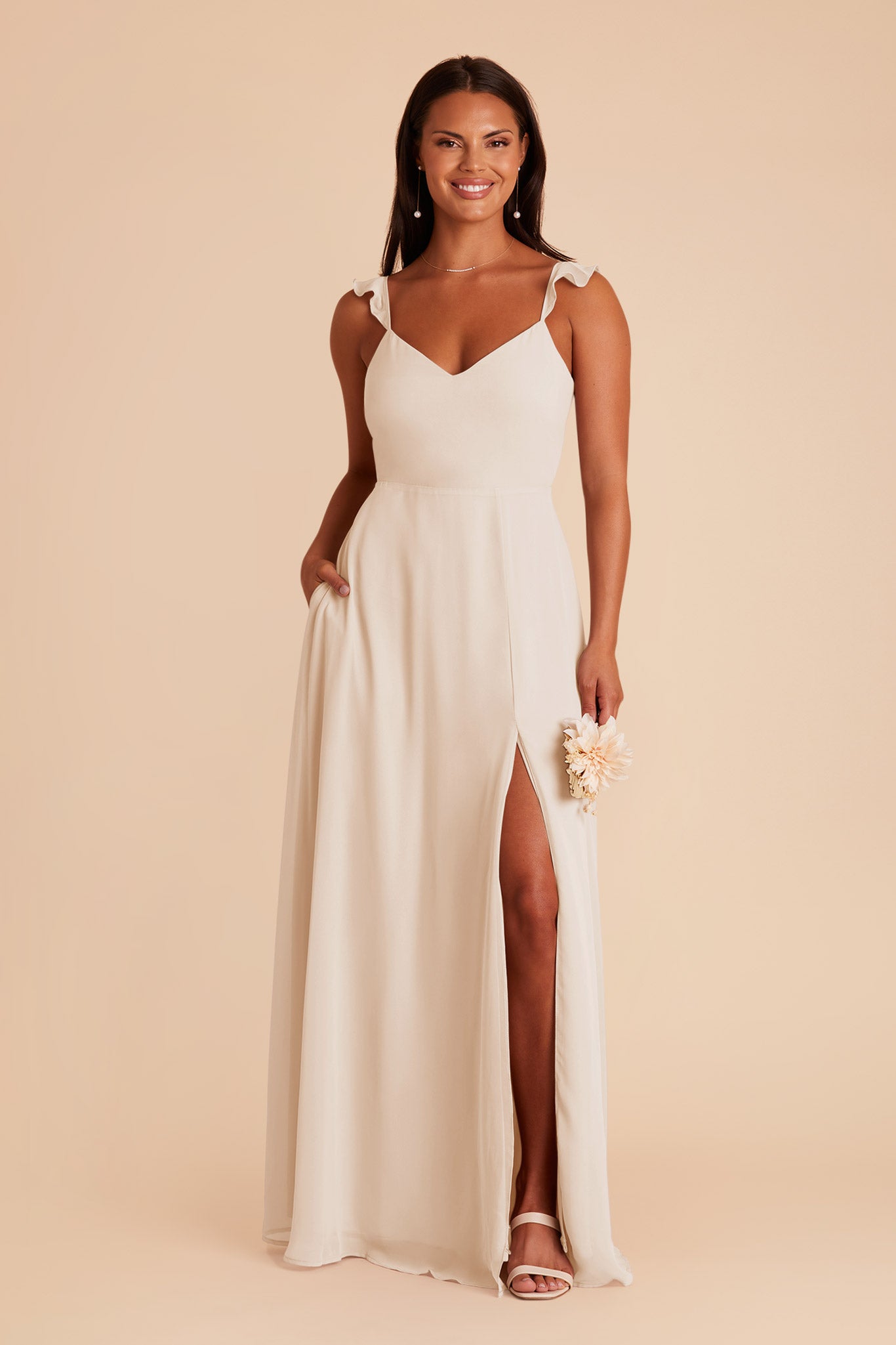 Champagne Doris Chiffon Dress by Birdy Grey