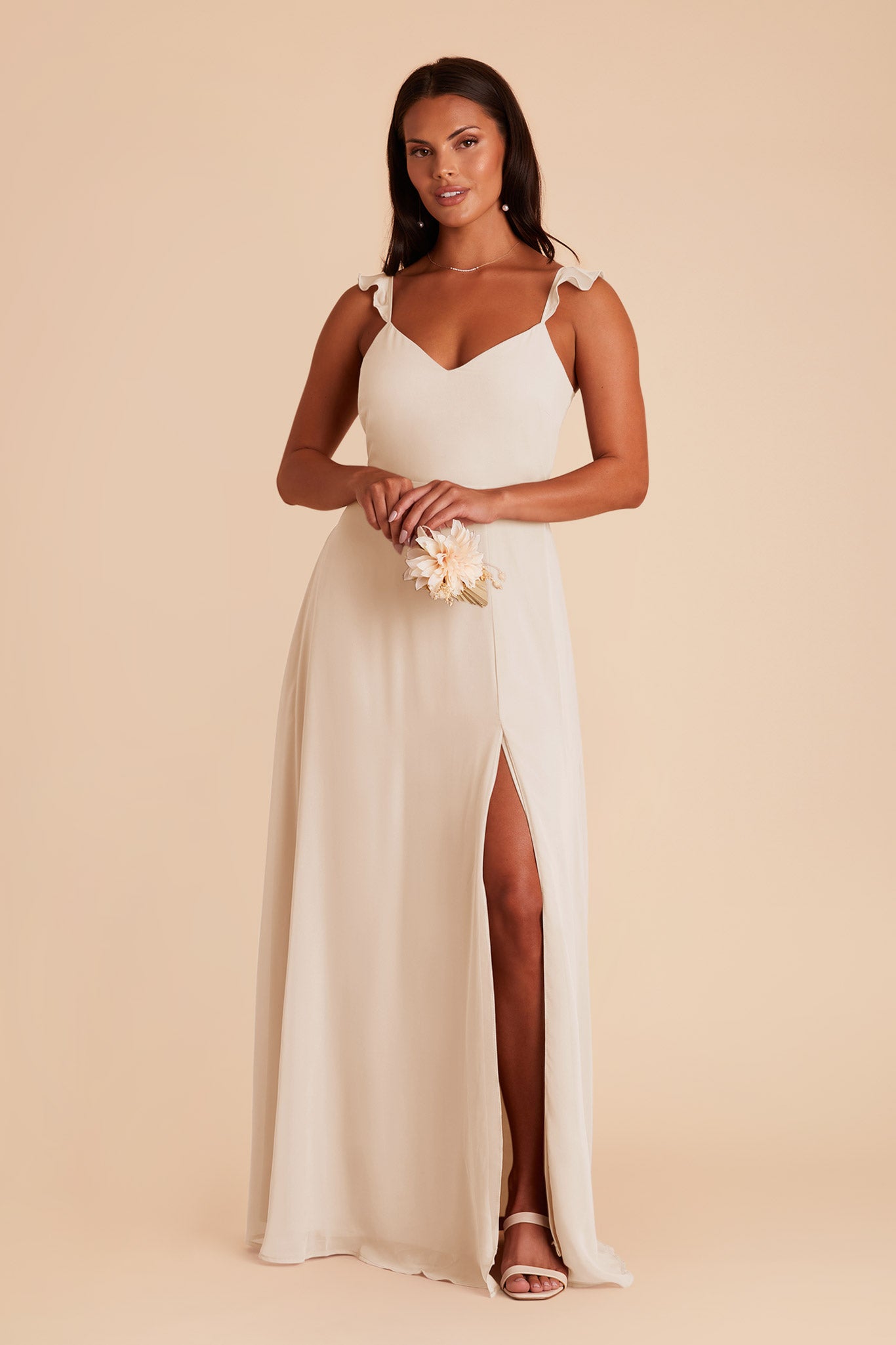 Champagne Doris Chiffon Dress by Birdy Grey