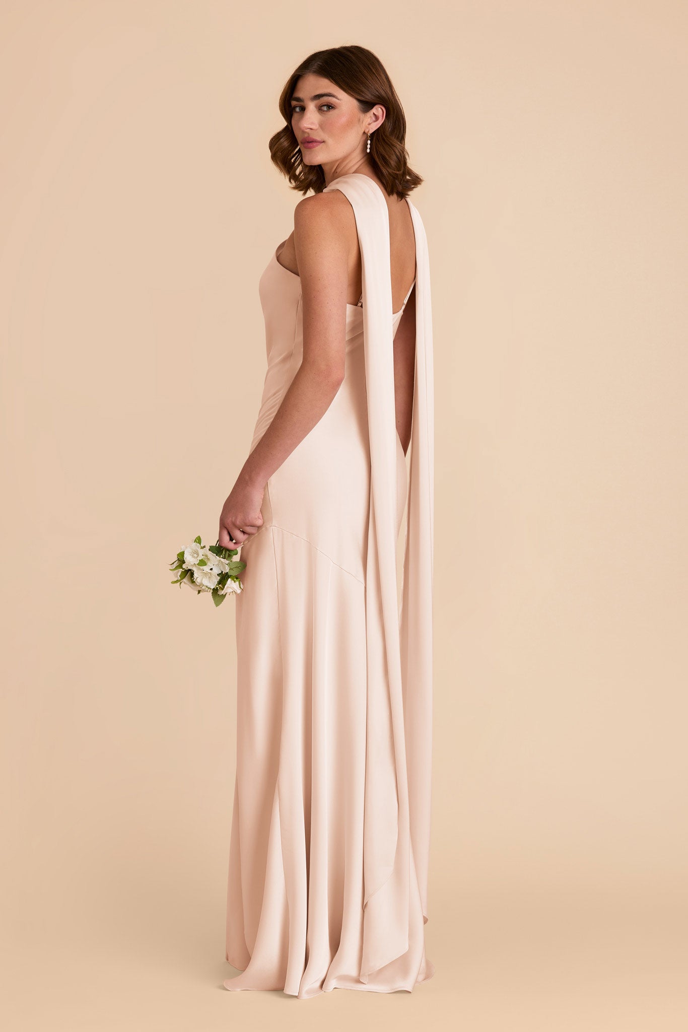 Champagne Eileen Matte Satin Dress by Birdy Grey