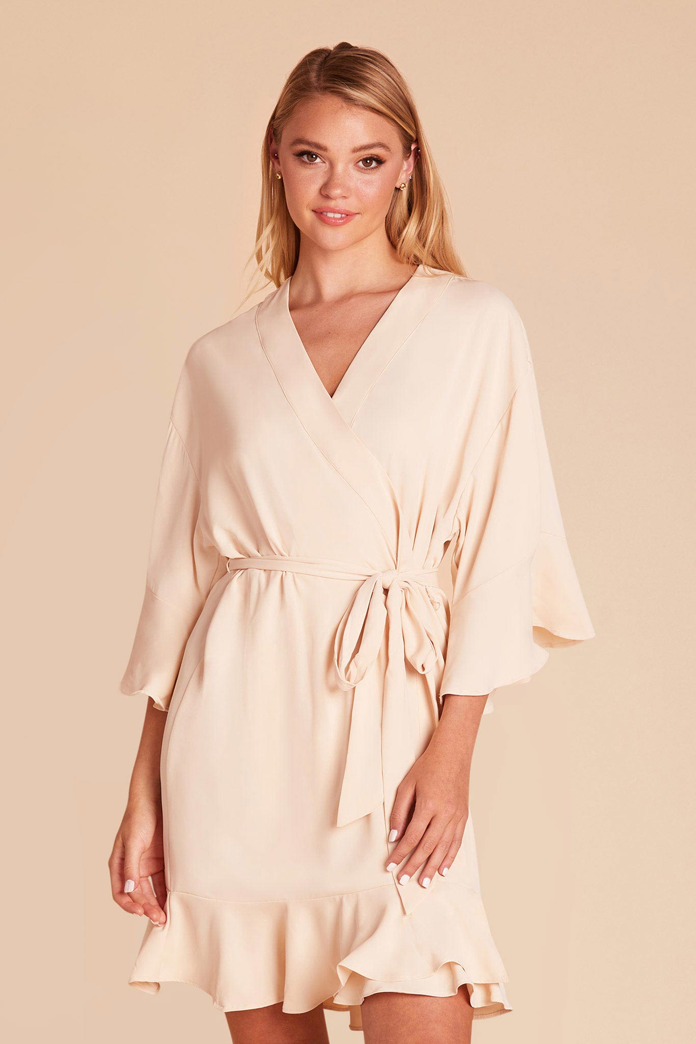 Champagne Kenny Ruffle Robe by BIrdy Grey