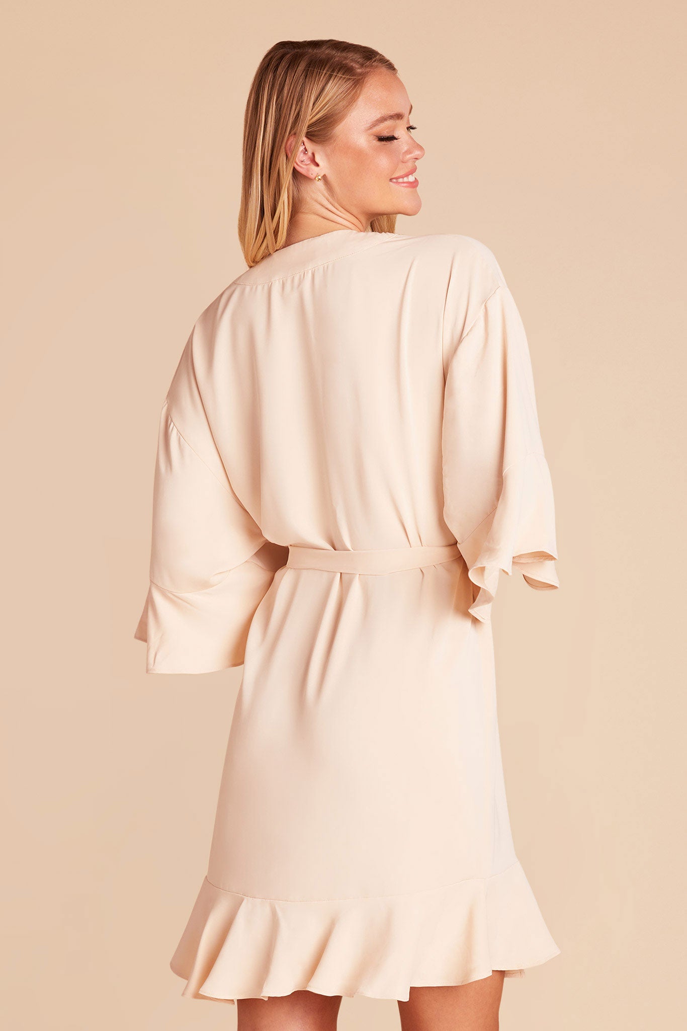 Champagne Kenny Ruffle Robe by BIrdy Grey