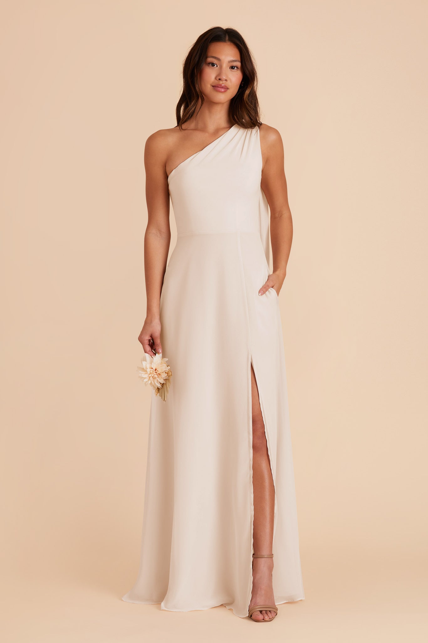 Champagne Melissa Chiffon Dress by Birdy Grey