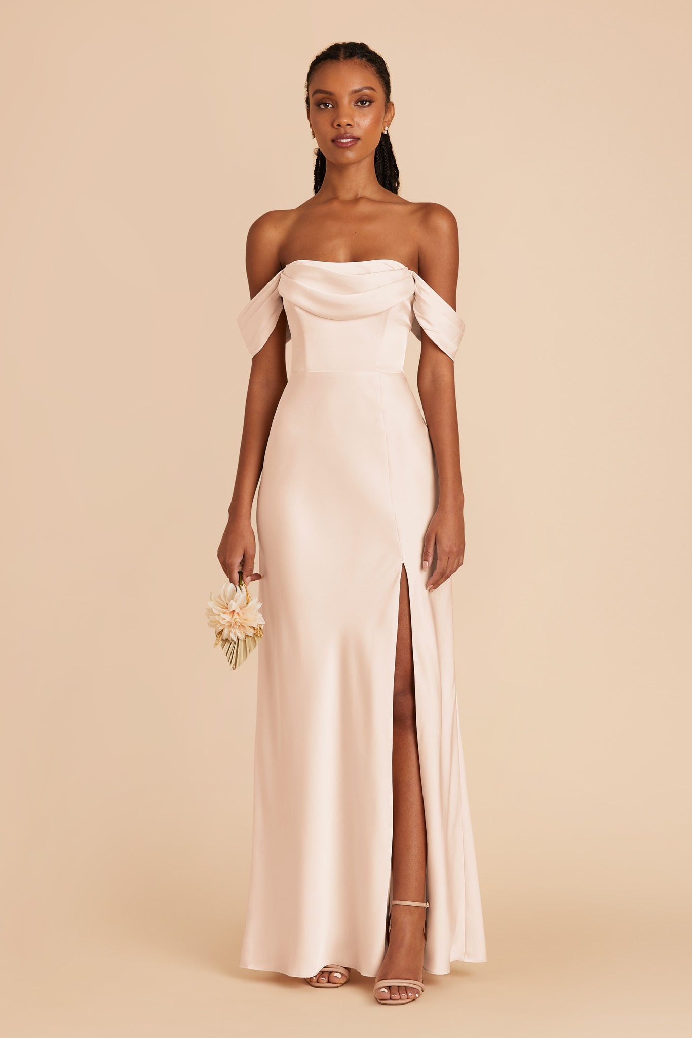 Champagne Mia Matte Satin Dress by Birdy Grey