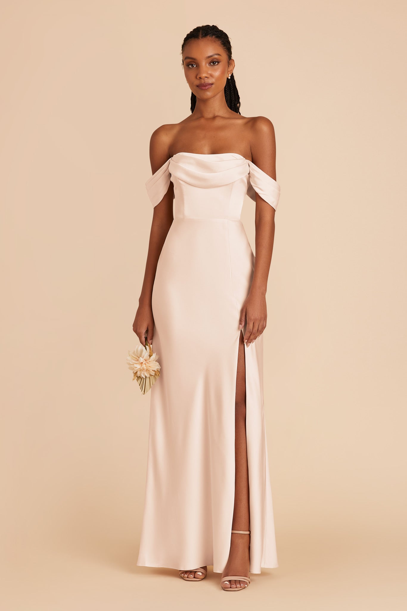 Champagne Mia Matte Satin Dress by Birdy Grey