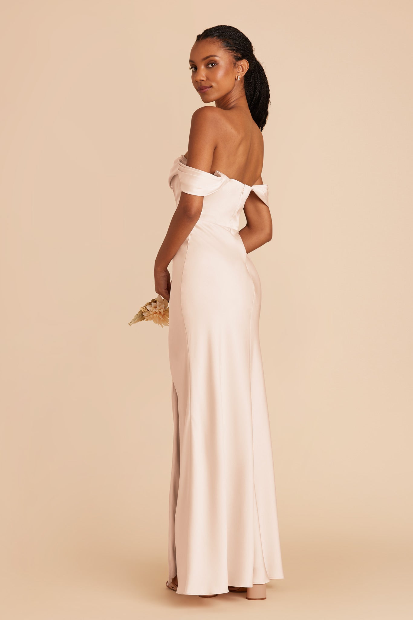 Champagne Mia Matte Satin Dress by Birdy Grey