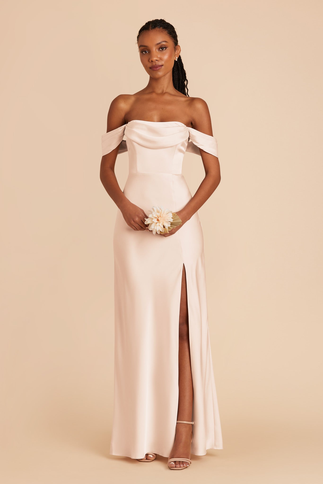 Champagne Mia Matte Satin Dress by Birdy Grey