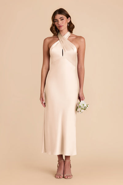 Champagne Monique Matte Satin Dress by Birdy Grey