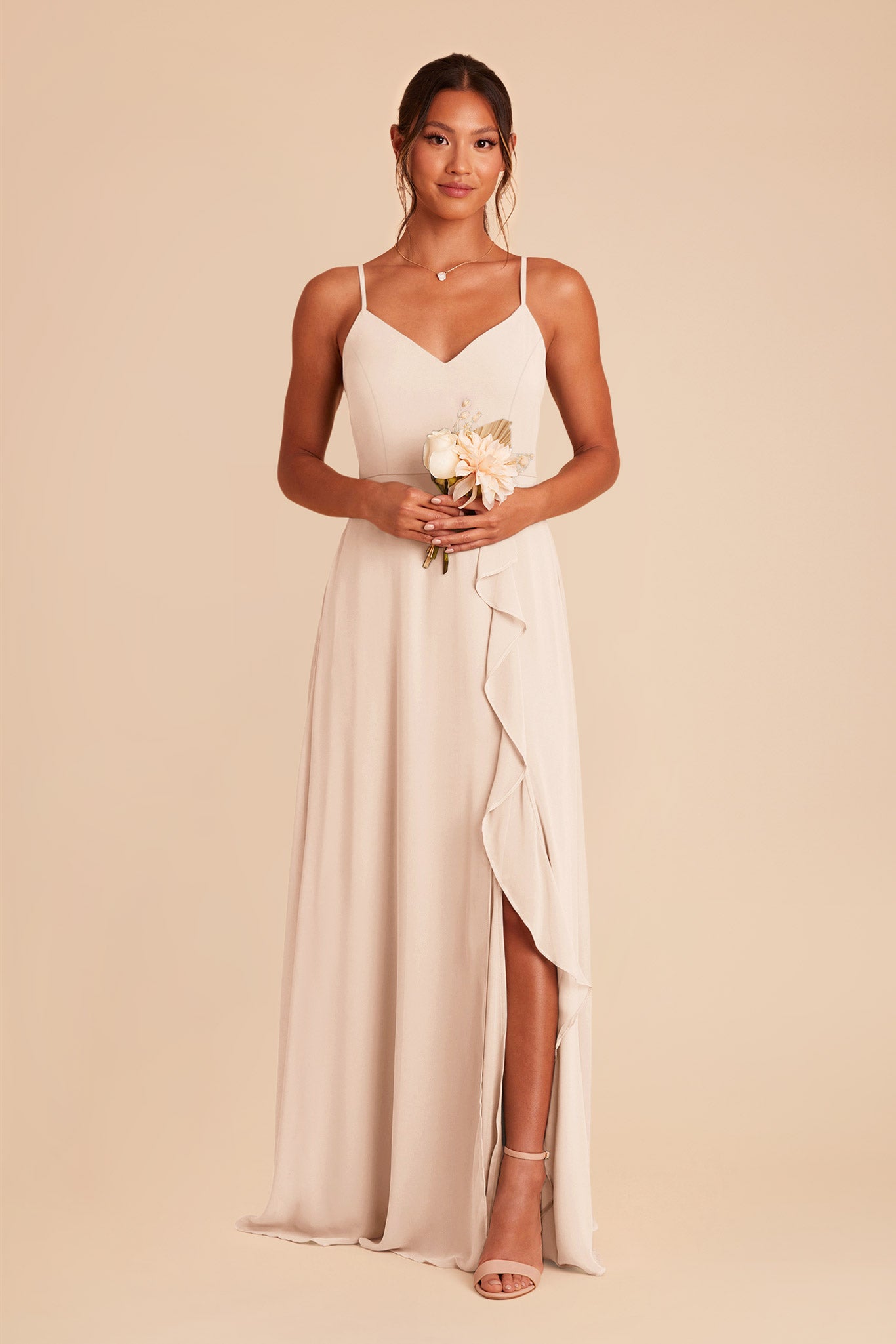 Champagne Theresa Chiffon Dress by Birdy Grey