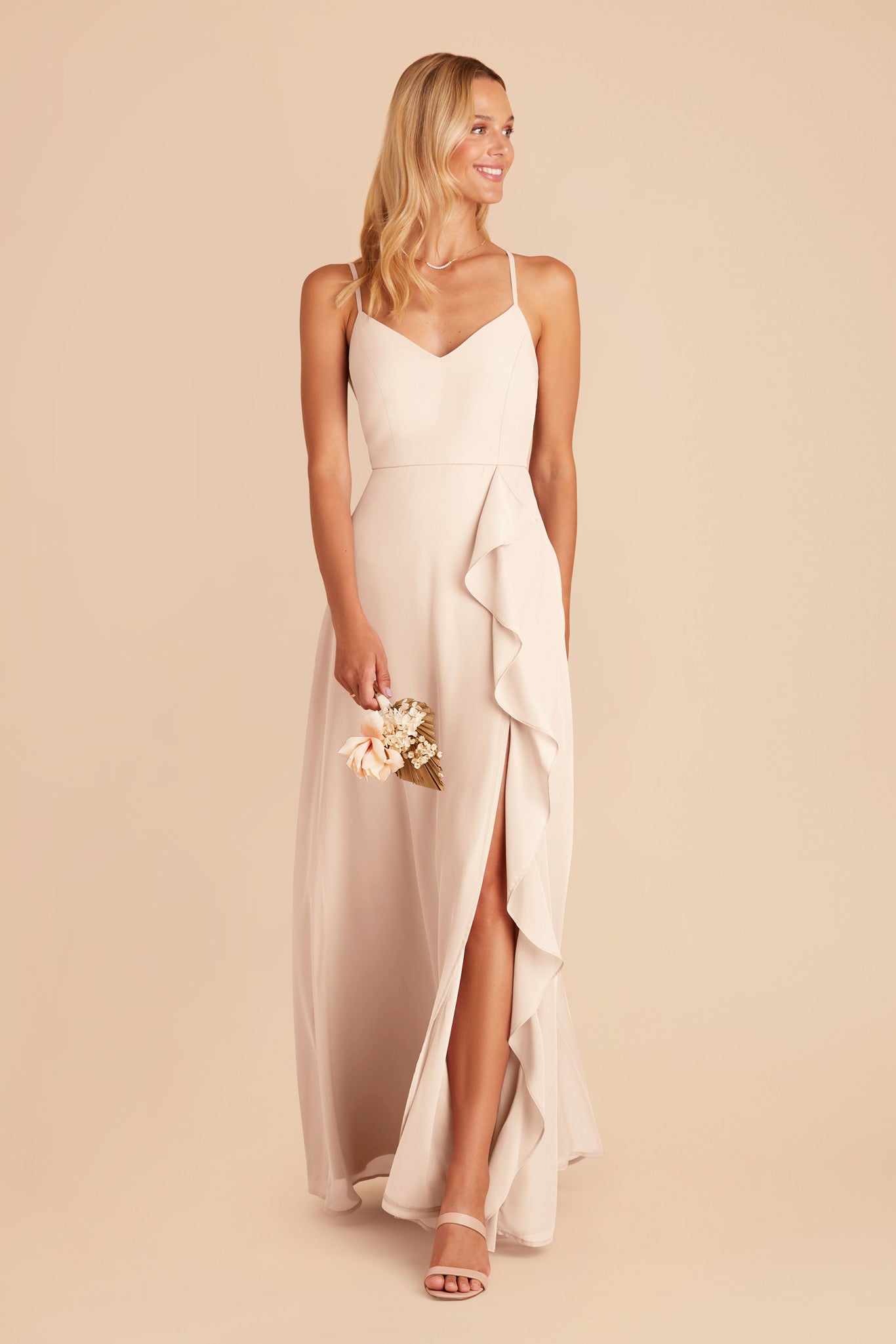 Champagne Theresa Chiffon Dress by Birdy Grey