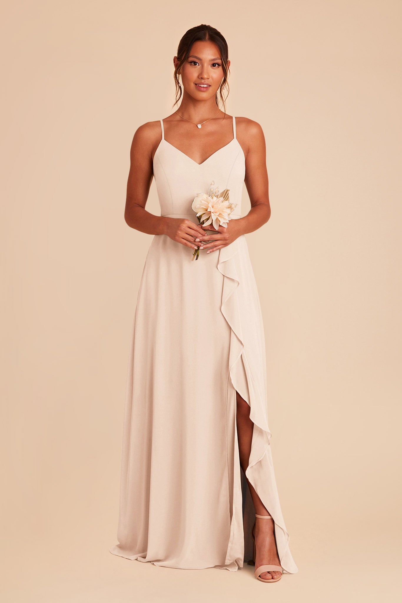 Champagne Theresa Chiffon Dress by Birdy Grey