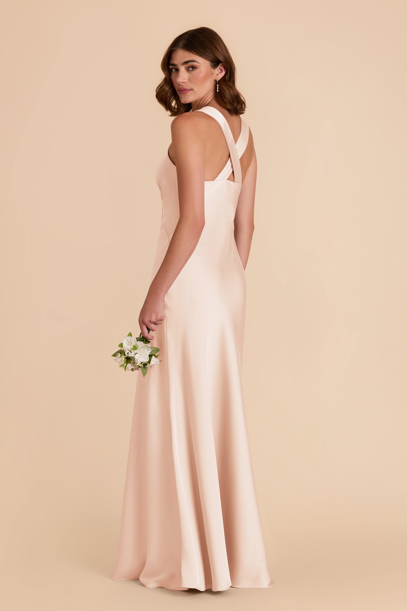 Champagne Veronica Matte Satin Dress by Birdy Grey