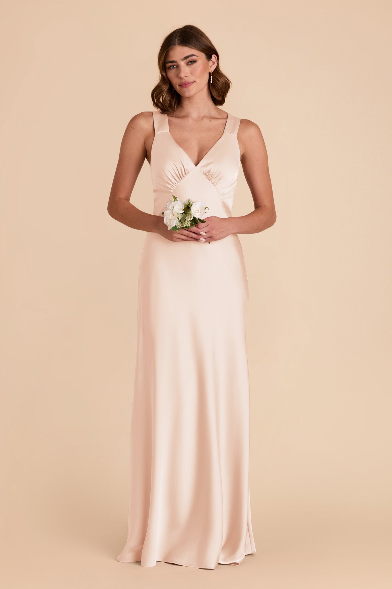 Champagne Veronica Matte Satin Dress by Birdy Grey