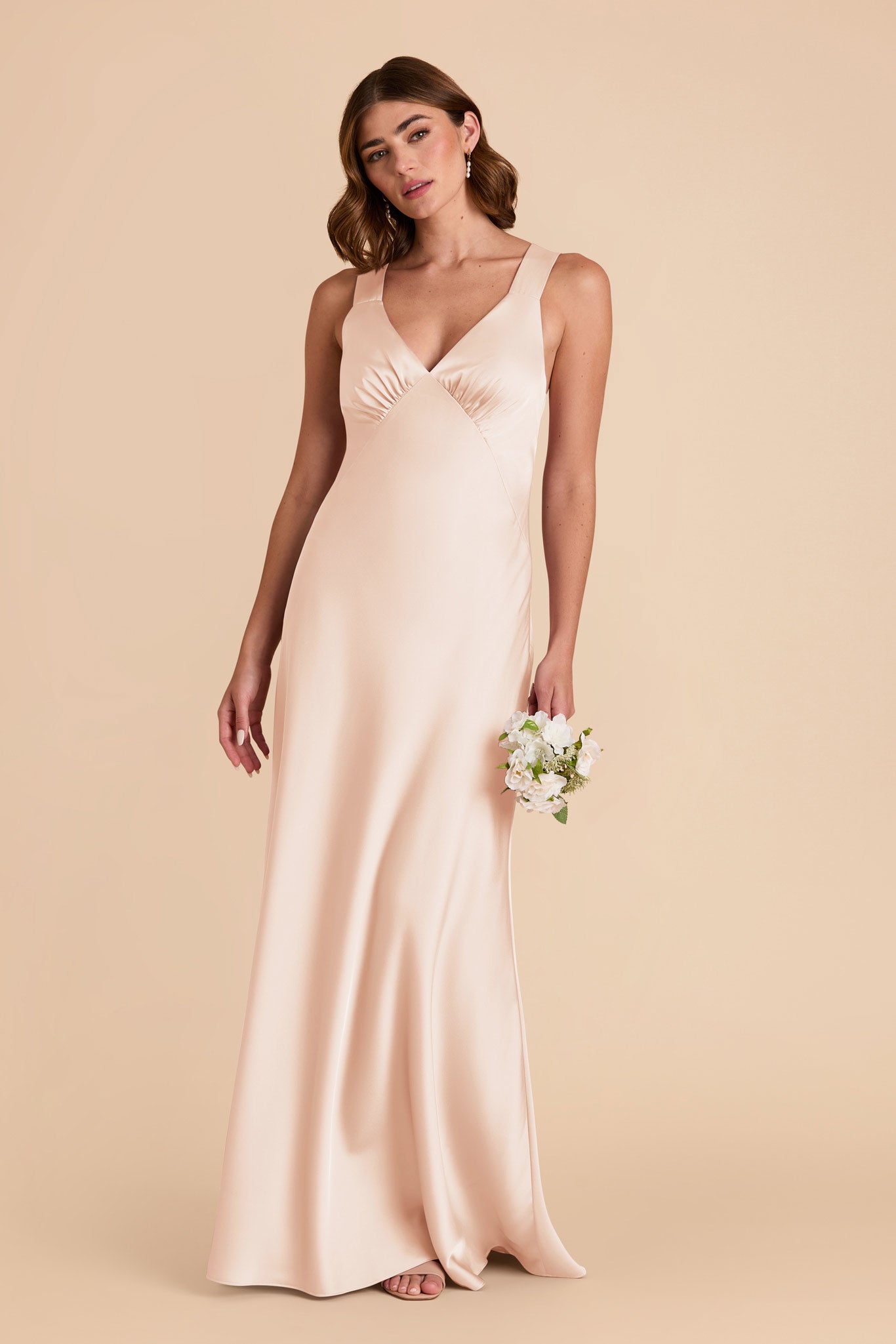 Champagne Veronica Matte Satin Dress by Birdy Grey