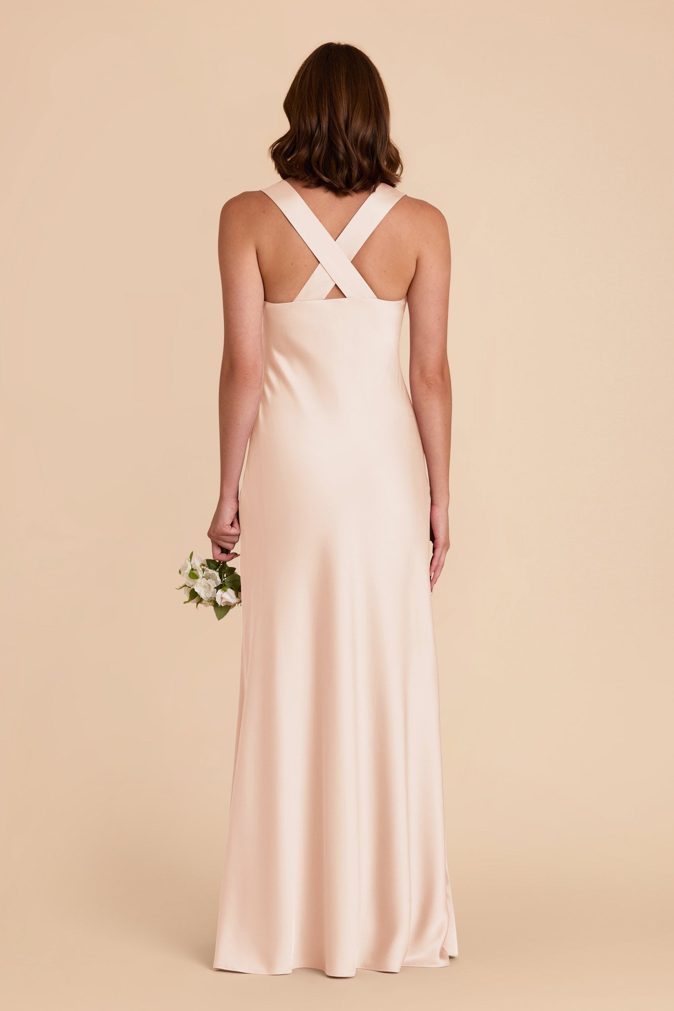 Champagne Veronica Matte Satin Dress by Birdy Grey