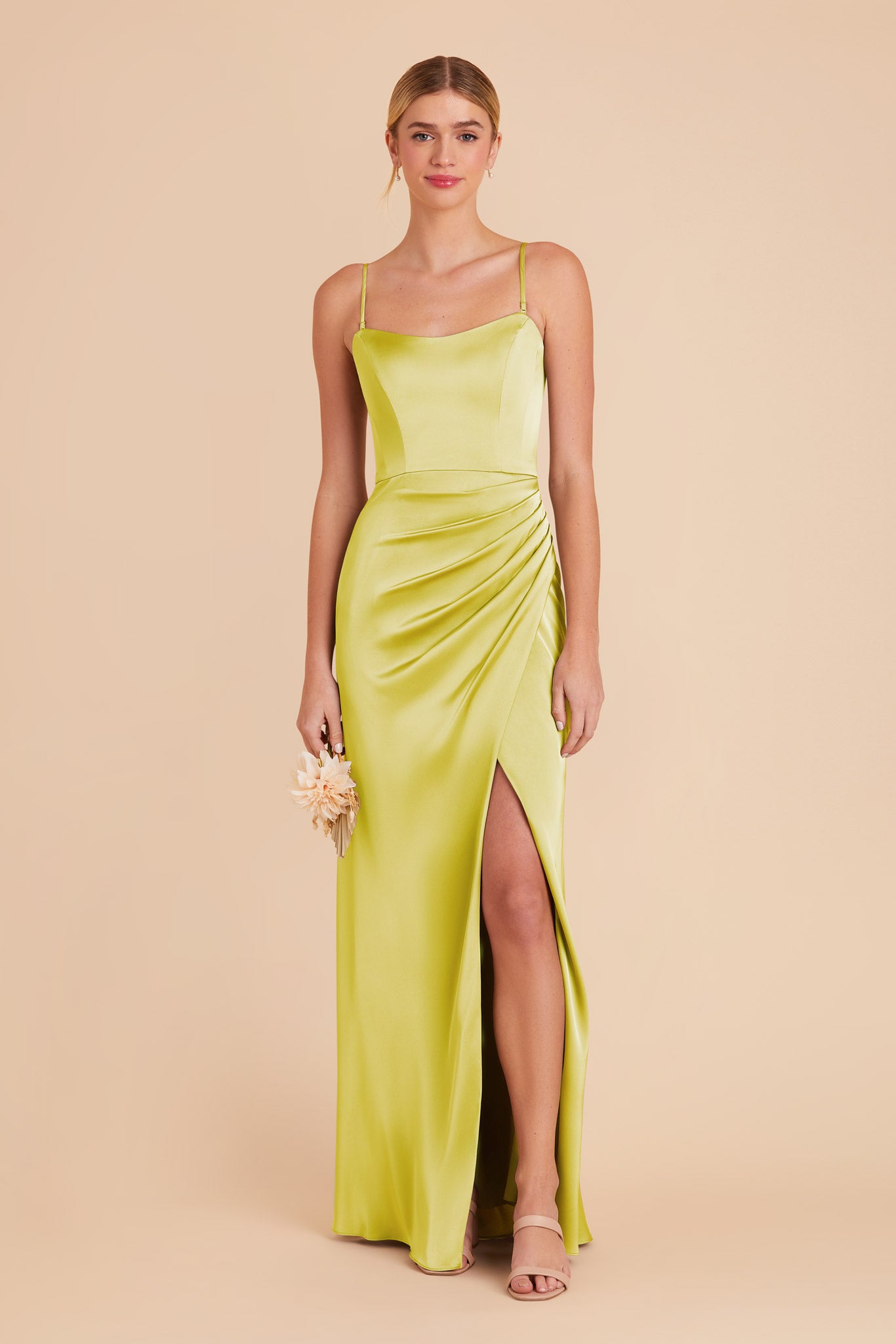 Anne Chartreuse Matte Satin Bridesmaid Dress | Birdy Grey