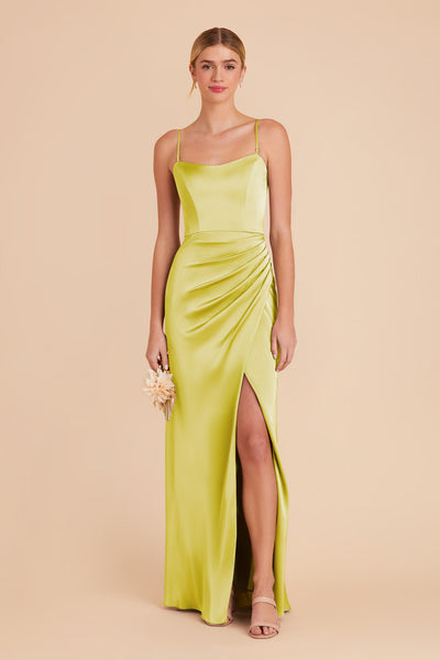 Chartreuse Anne Matte Satin Dress by Birdy Grey