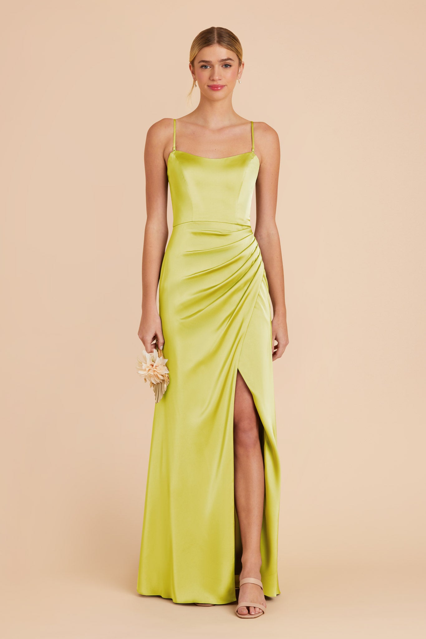 Chartreuse Anne Matte Satin Dress by Birdy Grey