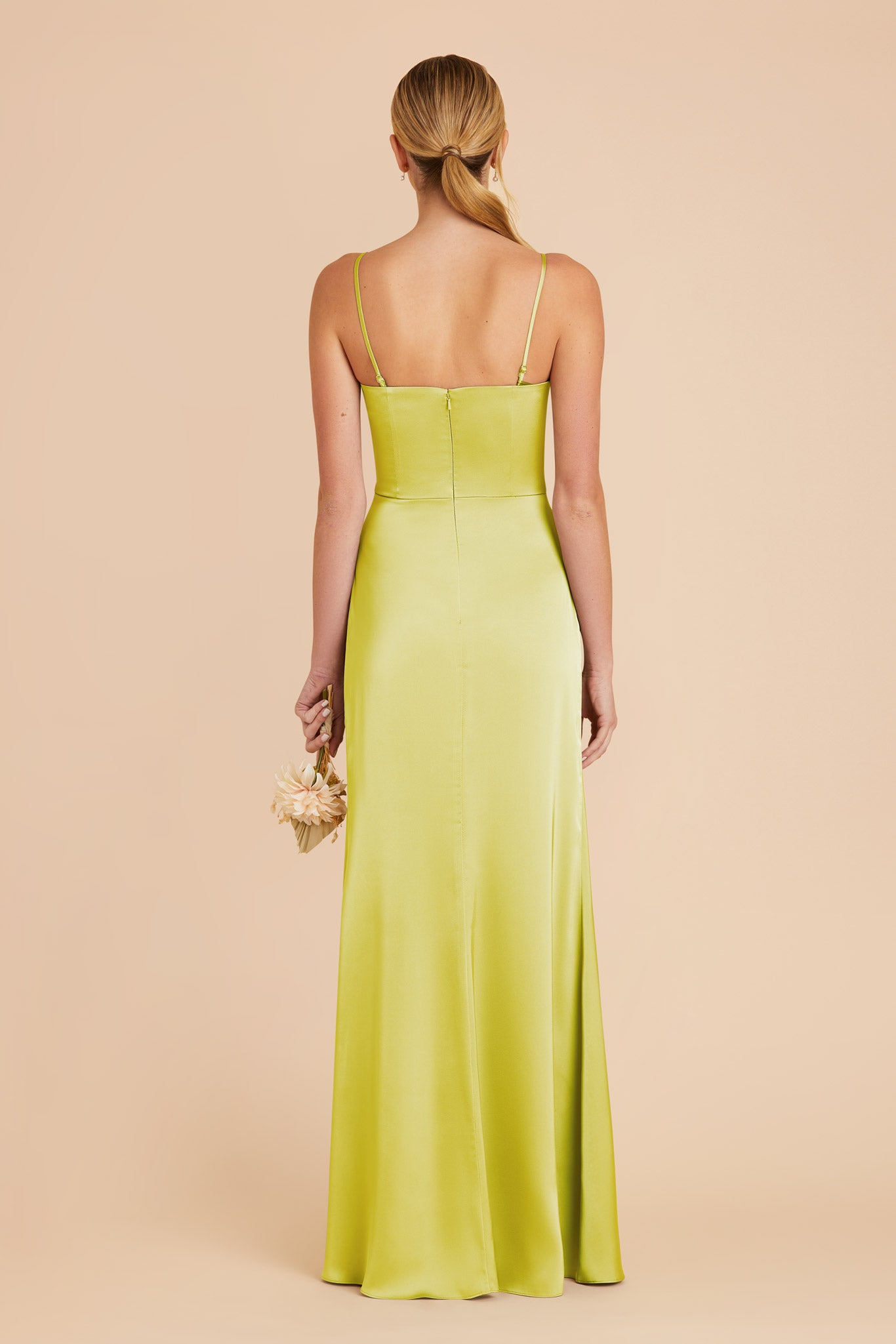 Chartreuse Anne Matte Satin Dress by Birdy Grey